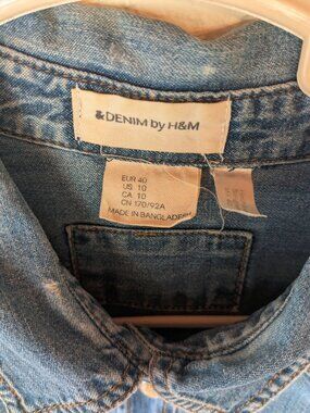 Classic Denim by H&M long sleeve, faux pearl snap up